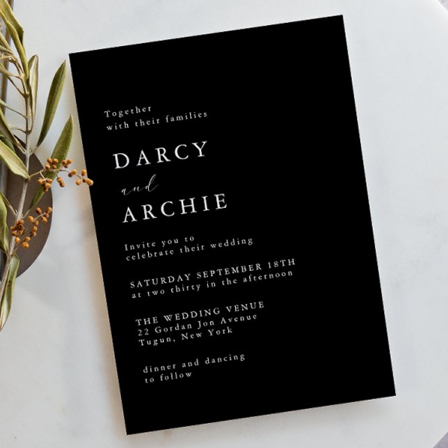 Invitación Boda Negra Moderna y Elegante (Subido por el creador)