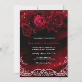 Invitación Boda Negra Roja y Blanca