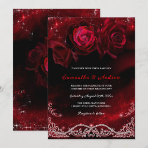 Invitación Boda Negra Roja y Blanca