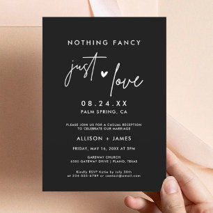 Invitación Boda Negra Sin Adornos Solo Amor Huida Recepción