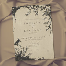 Boda Negra Tán Engraving del Árbol Cuervo Gótico