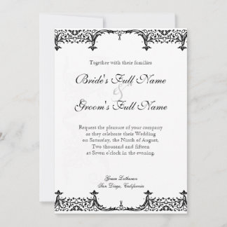 Invitación Boda negra y blanca de Lis Damask
