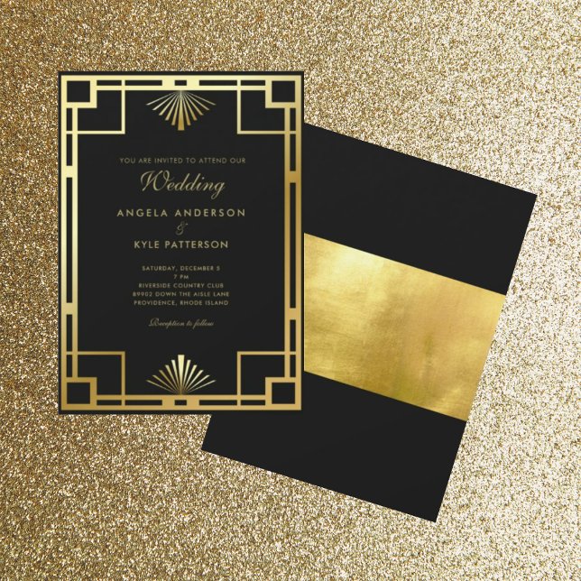 Invitación Boda Negra y Dorada Regal  (Subido por el creador)