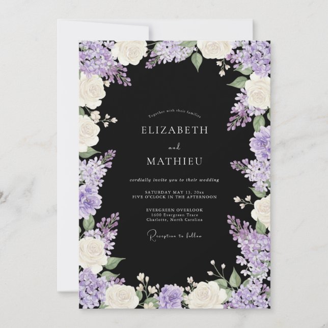 Invitación Boda Negra y Malhumorada de Primavera (Anverso)