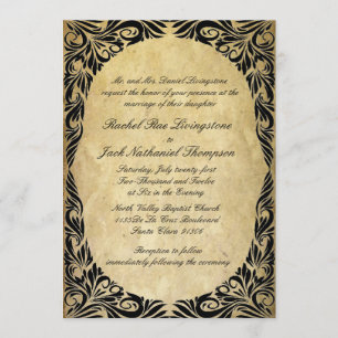 Invitación Boda negra y poner crema del vintage