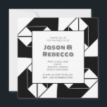 Invitación Boda negrita Art Decó Vintage Black Tile<br><div class="desc">Elegante Art Decó Vintage Black Tile Invitación a la boda</div>
