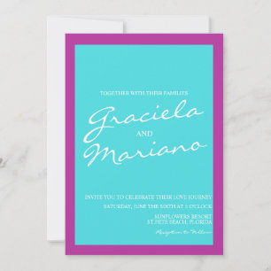 Invitación Boda Negrita Azul Púrpura Brillante