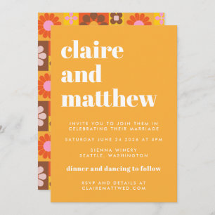 Invitación Boda negrita geométrica de Groovy Retro Cute