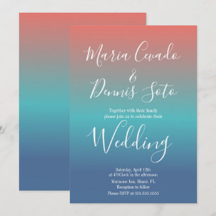 Invitación Boda Negrita Gradiente Atardecer Script