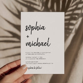 Invitación Boda Negrita Moderna De Guión Negra Y Blanco