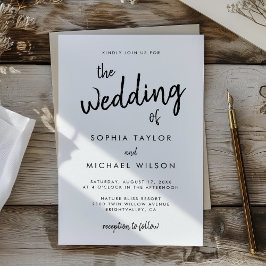 Invitación Boda Negrita Moderna De Guión Negra Y Blanco