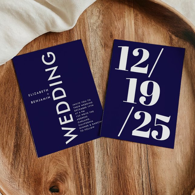 Invitación Boda negrita simple azul y blanco de la Marina min (Subido por el creador)