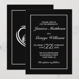 Invitación Boda negro blanco Minimalista moderno