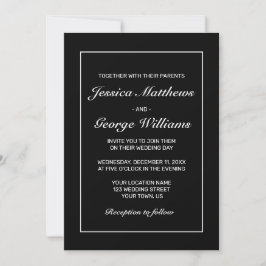 Invitación Boda negro blanco Minimalista moderno