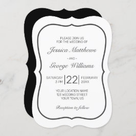 Invitación Boda negro blanco Minimalista moderno