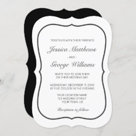 Invitación Boda negro blanco Minimalista moderno