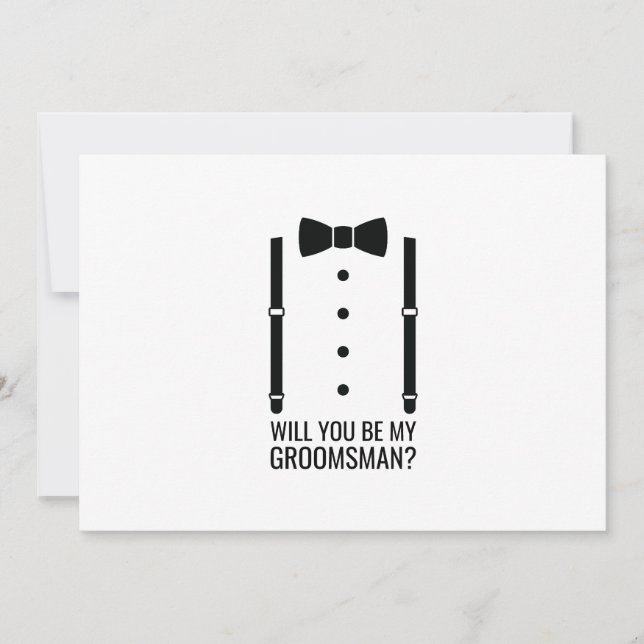 Invitación Boda negro Bow Tie Groomsman Propuesta (Anverso)