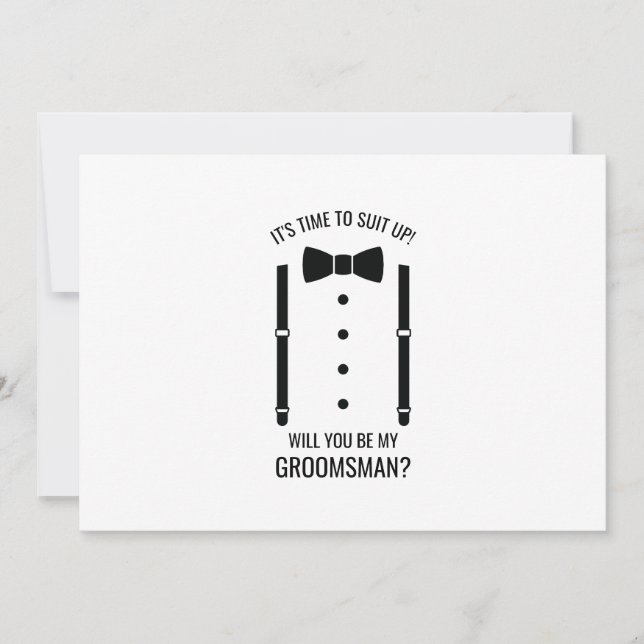 Invitación Boda negro Bow Tie Groomsman Propuesta (Anverso)