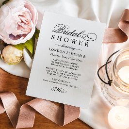 Invitación Boda negro clásico elegante ducha de novia