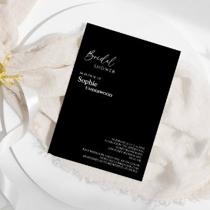 Invitación Boda negro clásico moderno ducha de novia