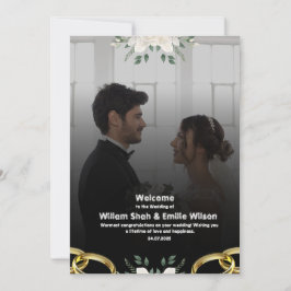 Invitación Boda negro con flores modernas