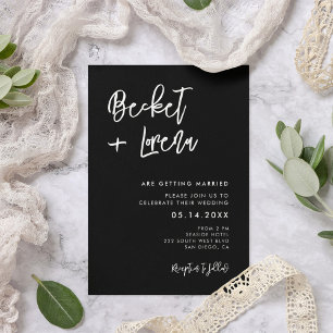 Invitación Boda negro contemporáneo