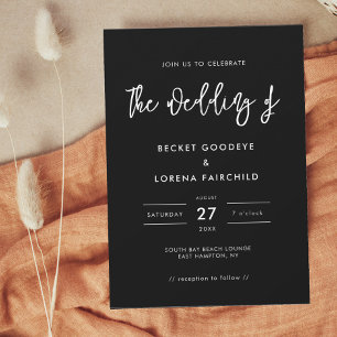 Invitación Boda negro contemporáneo