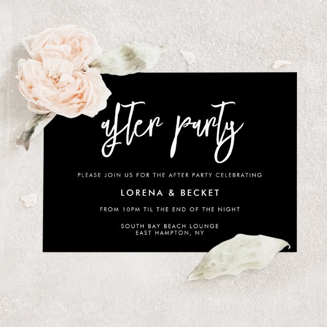 Invitación Boda negro contemporáneo tras fiesta (Subido por el creador)