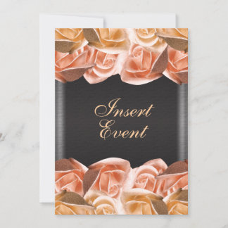 Invitación boda negro crema Naranja rosa elegante
