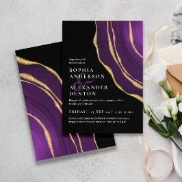 Invitación Boda negro de aguijón lux morado