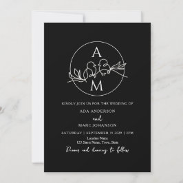 Invitación Boda negro de código QR Minimalista moderno