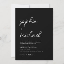 Invitación Boda negro de escritura Minimalista moderna