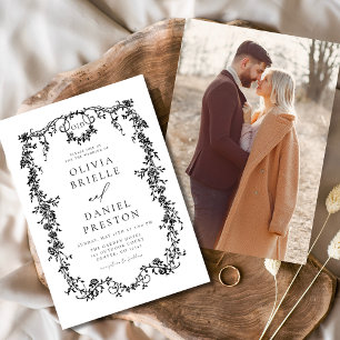 Invitación Boda negro de fotografía francesa de época victori