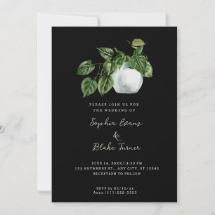 Invitación Boda negro de la planta pulida de campo moderno