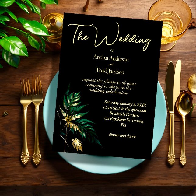 Invitación boda negro dorado minimalista (Subido por el creador)
