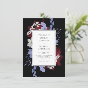 Invitación Boda negro floral del Gótico del jardín nocturno d