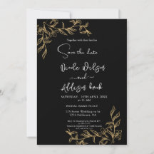 Boda negro floral dorado
