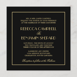 Invitación Boda negro formal elegante elegante decadente de