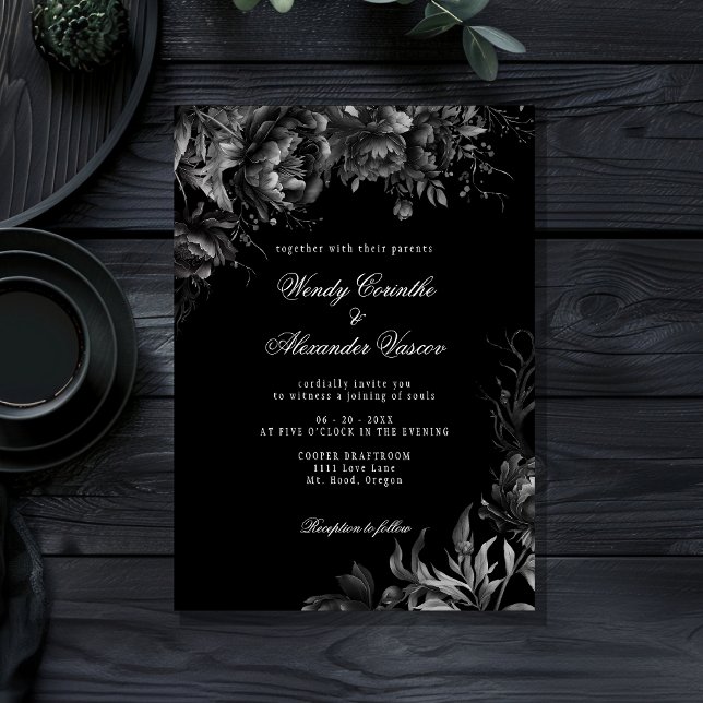 Invitación Boda negro gótico clásico (Subido por el creador)