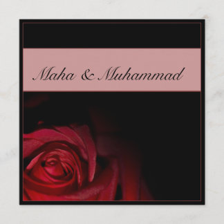 Invitación Boda negro islámico/compromiso del rosa rojo