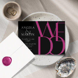 Invitación Boda negro magenta negrita minimalista
