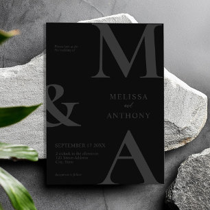 Invitación Boda negro mate Minimalista moderno