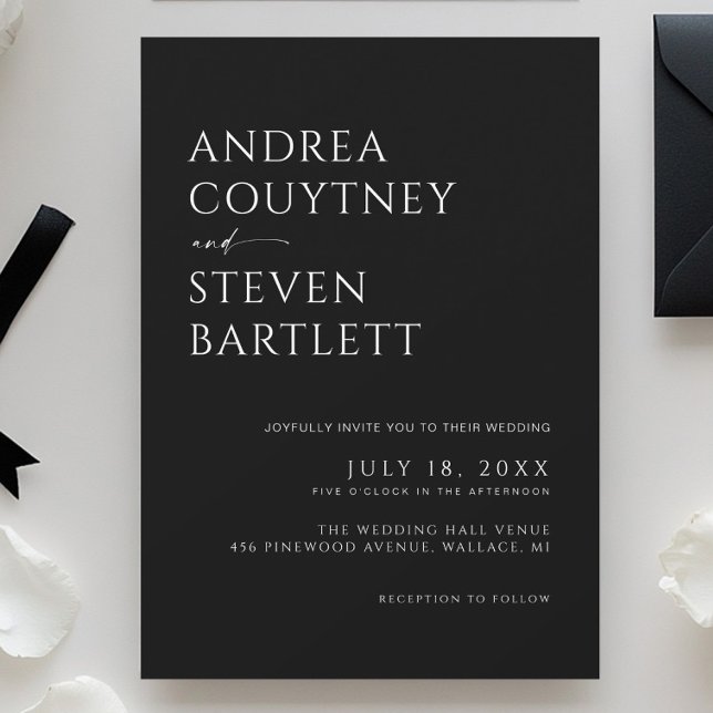 Invitación Boda negro minimalista (Subido por el creador)