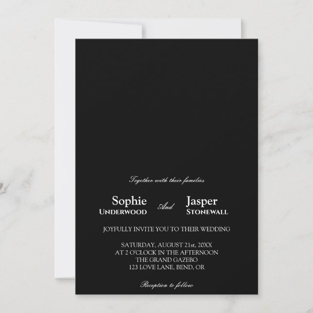 Invitación Boda negro Minimalista clásico moderno (Anverso)