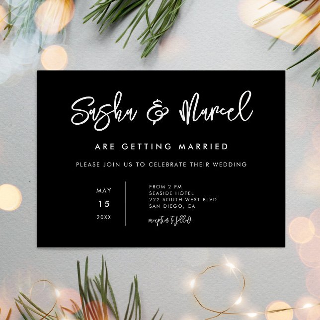 Invitación Boda negro minimalista simple (Subido por el creador)