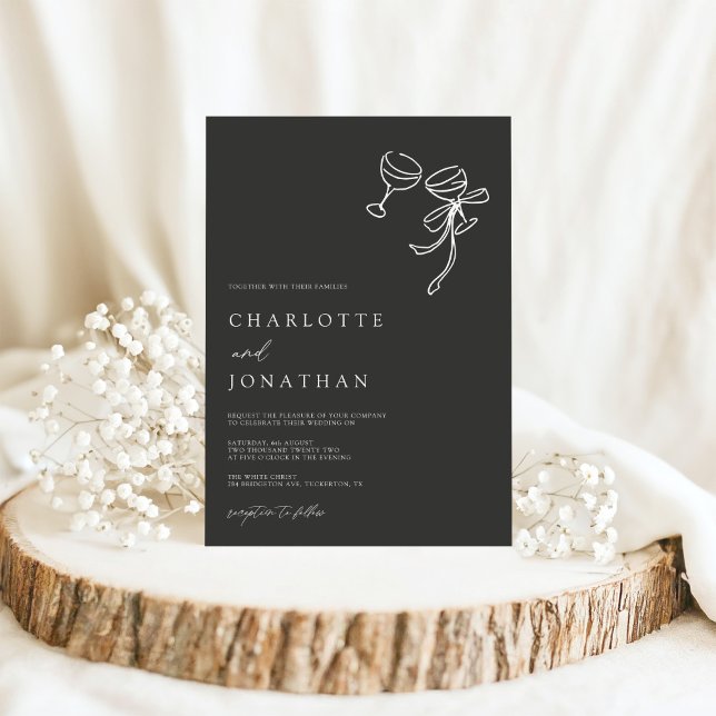 Invitación Boda negro moderno con grietas de mano (Subido por el creador)