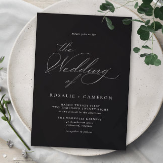 Invitación Boda negro moderno estilo clásico estilo vintage M