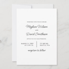 Invitación Boda negro moderno minimalista y elegante