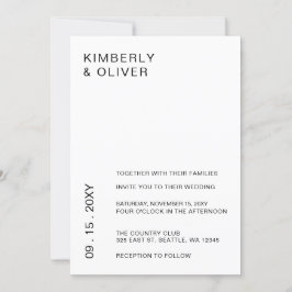 Invitación Boda negro moderno minimalista y elegante