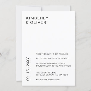 Invitación Boda negro moderno minimalista y elegante